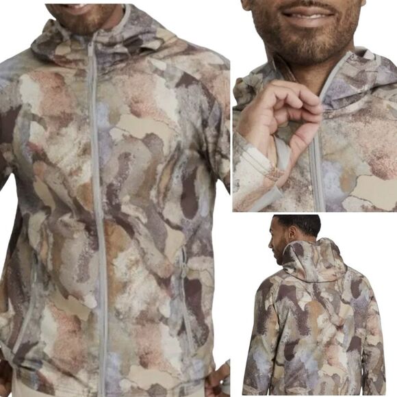 All In Motion Men’s Windbreaker Jacket Brown Stone Packable Hooded Sz Sm - Picture 8 of 15